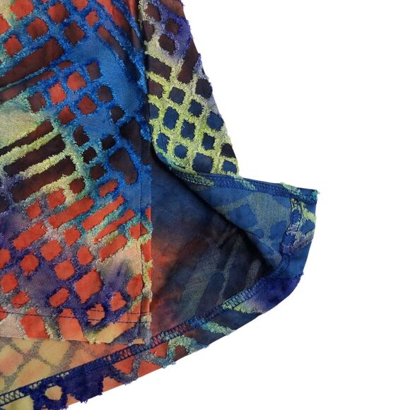 Creation Top Womens M Rainbow Tie Dye Burnout Textured Pocket Tunic Boho Artsy - Picture 7 of 16